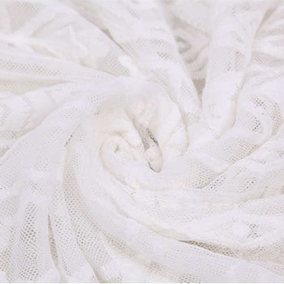 Boho White Embroidered Floral Oversized Beach Cover up - Picture 4 of 7